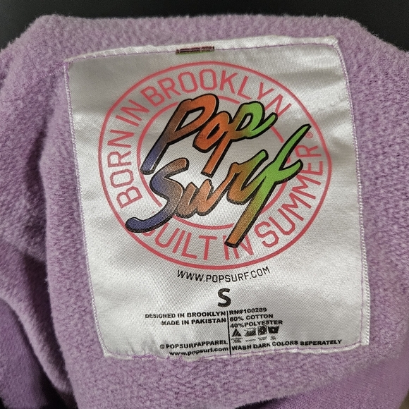 Pop Surf Daytona Beach Cropped Sweatshirt‎ Small Lavender Purple Summer Sporty - Picture 5 of 5